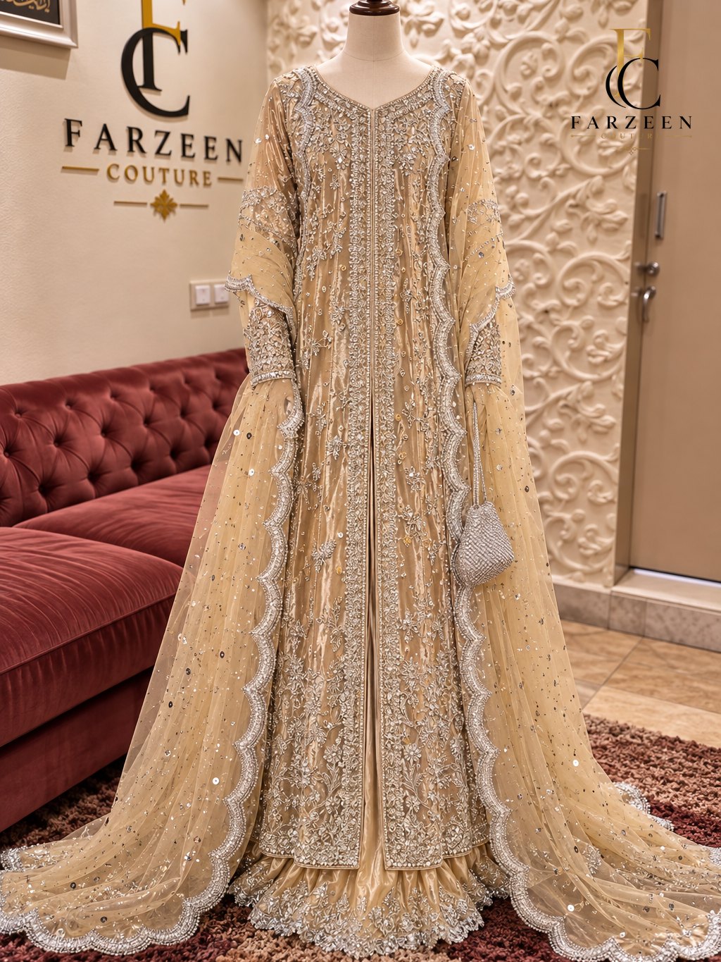 Champagne & Silver Jacket Lehenga