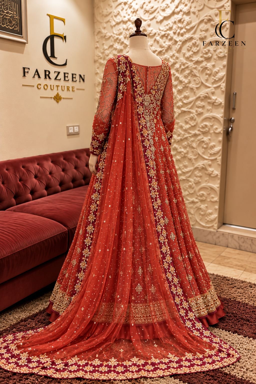 Rust-Red Bridal Anarkali